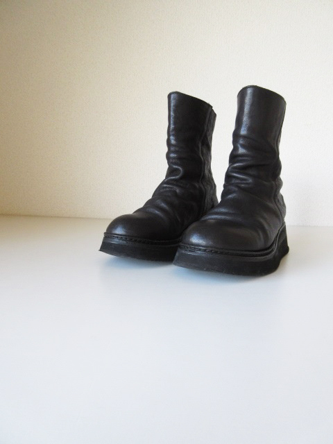 Portaille / ポルタユ PQ01F FRONT DRAPE HORSE LEATHER BOOTS BLACK