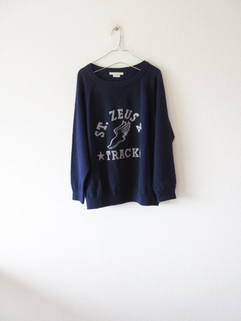 QUEENE and BELLE / クイーンアンドベル ST. ZEUS X TRACK CASHMERE SWEATER NAVY